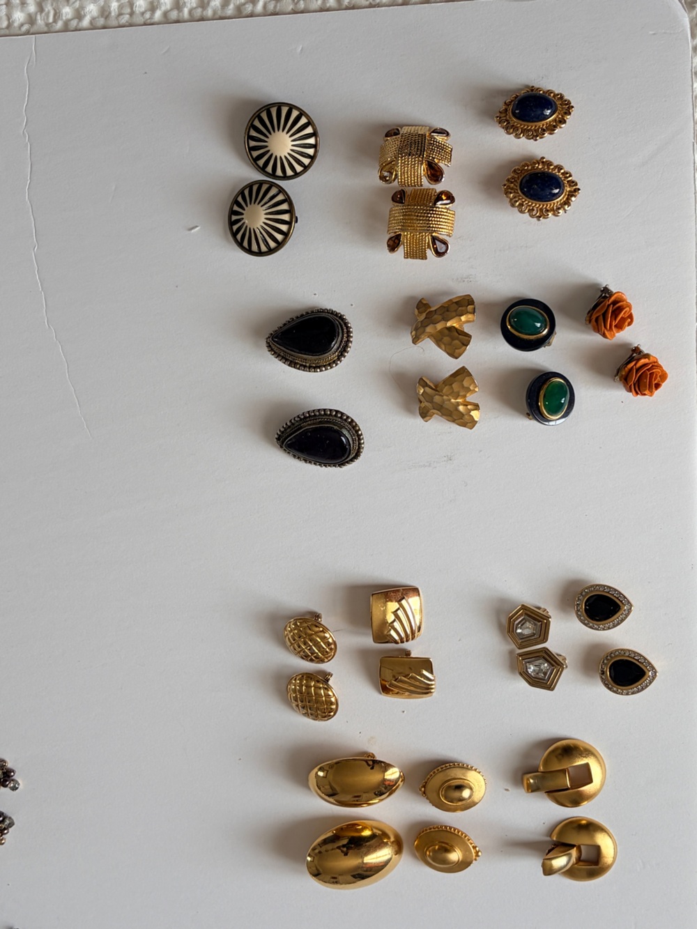 Multiples Gold and Black Mixed Fashion Earring Set